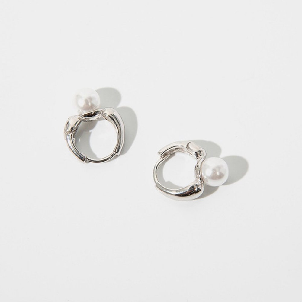 #NEW 925 Sterling Silver Pearl Drop Round Hoop Earrings A - Picture 2 of 7